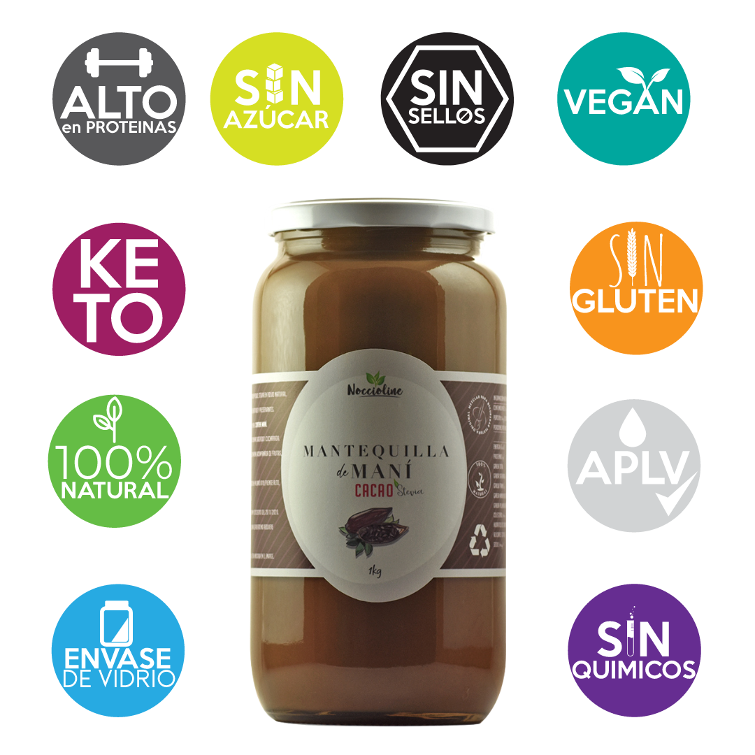 Mantequilla de Maní Cacao Stevia 1 kilo
